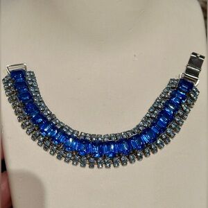 Elegant Vintage Blue/Baby Blue Rhinestone and Silver Tone Women's Bracelet
